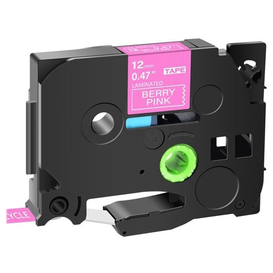 10 x Brother TZe-MQP35 TZeMQP35 Compatible 12mm White Text on Berry Pink Laminated Tape - 5 metres