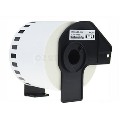 20 x Brother DK-44205 DK44205 Compatible Removable Black Text on White Continuous Paper Label Roll 62mm x 30.48m