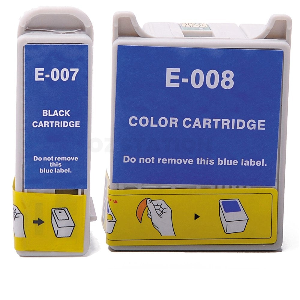 4 Pack Compatible Epson T007 T008 Ink Cartridge Combo [2BK,2CL]