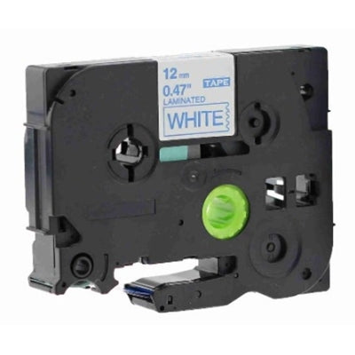 Brother TZe-233 TZe233 Compatible 12mm Blue Text on White Laminated Tape - 8 meters