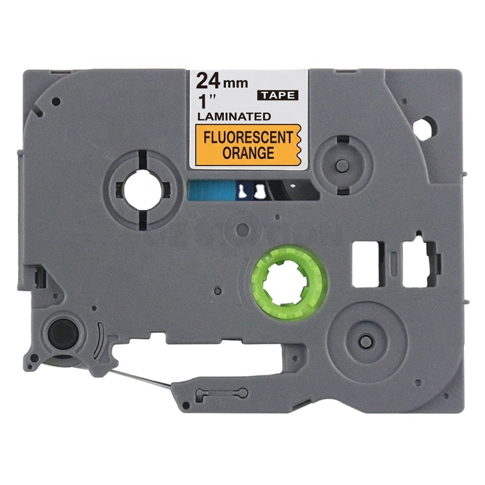 3 x Brother TZe-B51 TZeB51 Compatible 24mm Black Text on Orange Fluorescent Laminated Tape - 5 meters