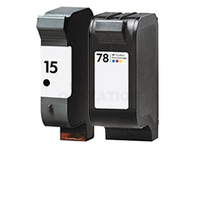 2 Pack HP 15 + 78 Colour Compatible Inkjet Cartridges C6615DA + C6578DA [1BK,1CL]