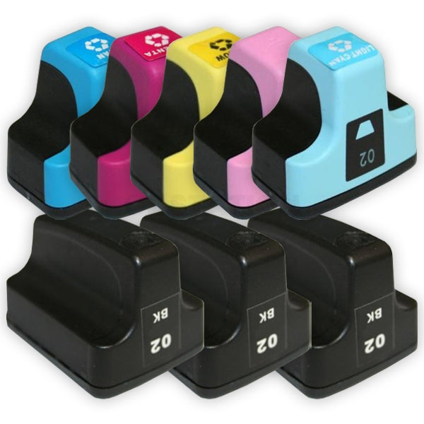 16 Pack HP 02 Compatible Inkjet Cartridges C8721WA-C8775WA C8721WAC8775WA [6BK,2C,2M,2Y,2LC,2LM]