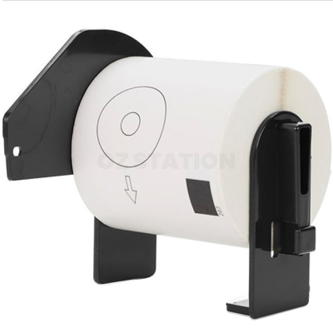 10 x Brother DK-11207 DK11207 Compatible Black Text on White Die-Cut CD/DVD Film Label Roll 58mm Diameter - 100 labels per roll
