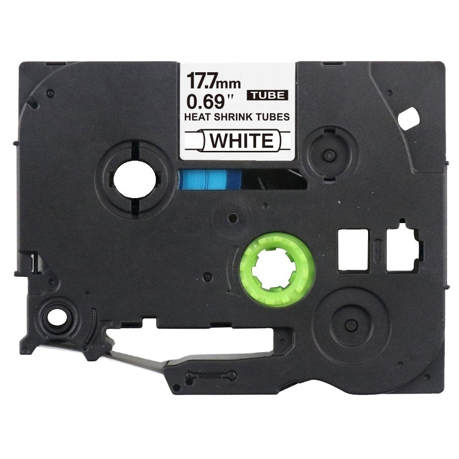 Brother HSe-241 HSe241 Compatible 17.7mm Black Text on White Heat Shrink Tube Tape - 1.5 meters