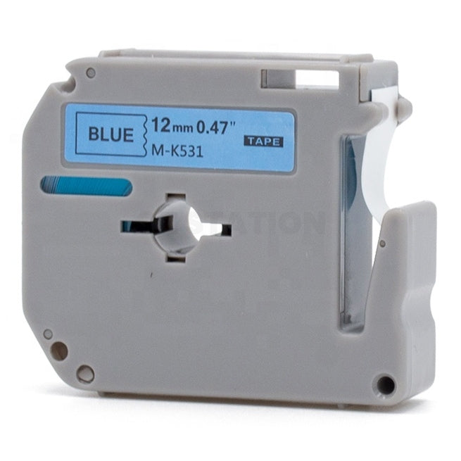 Brother M-K531 MK531 Compatible 12mm Black Text on Blue Tape - 8 meters