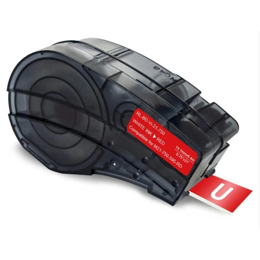 3 x Compatible Brady M21-750-595-RD M21750595RD White on Red Vinyl Label Tape 19.1mm x 6.4m for BMP21 printers