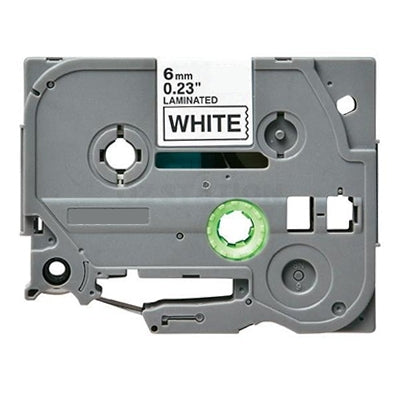 Brother TZe-211 TZe211 Compatible 6mm Black Text on White Laminated Tape - 8 meters