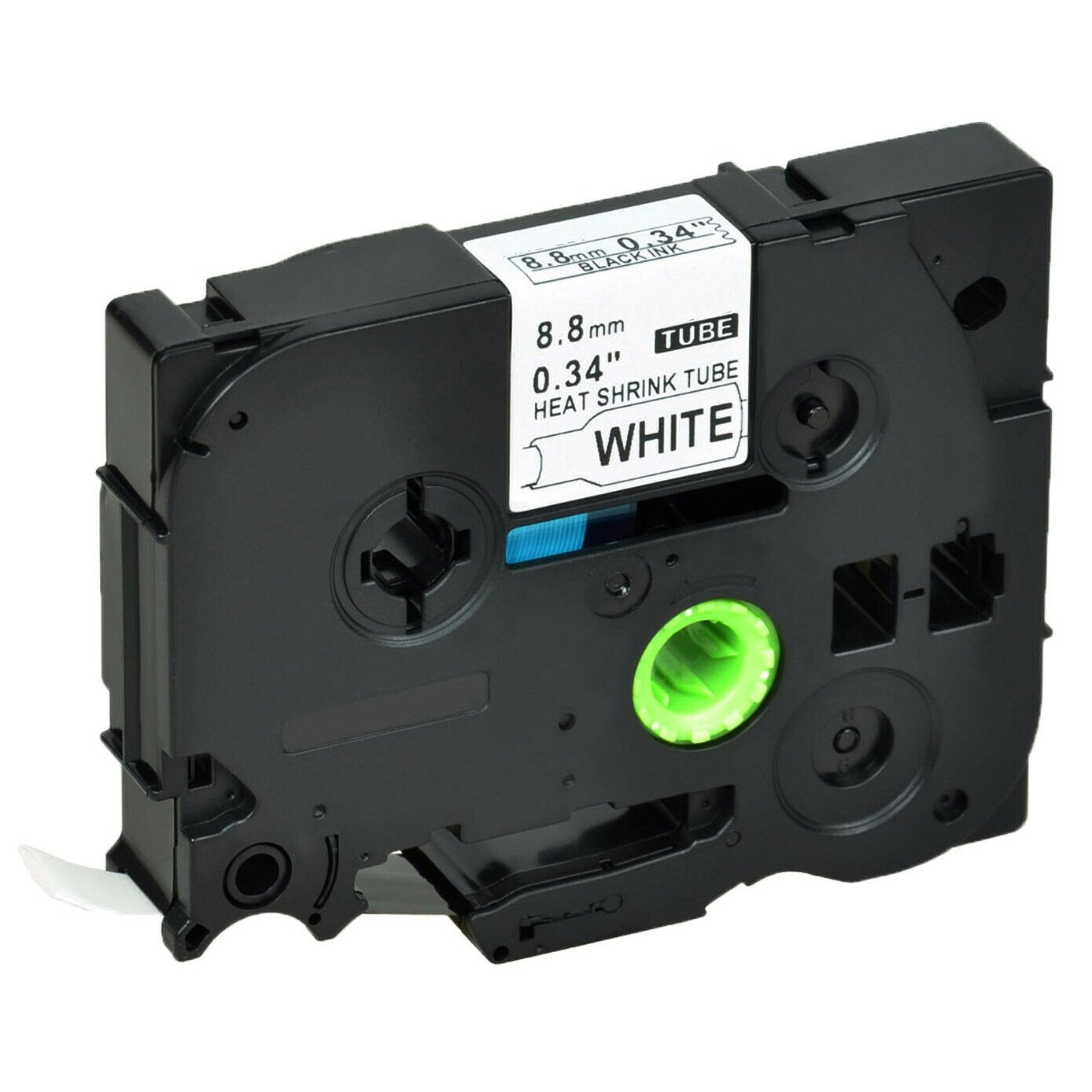 10 x Brother HSe-221 HSe221 Compatible 8.8mm Black Text on White Heat Shrink Tube Tape - 1.5 meters