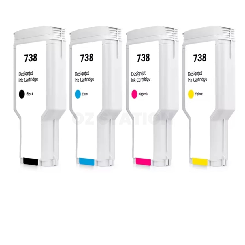4 Pack HP 738B 738 Compatible 300ML DesignJet Ink Cartridges Combo 498P6A, 676M6A-676M8A 676M6A676M8A [1BK,1C,1M,1Y]