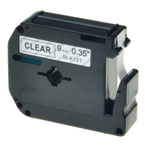 Brother M-K121 MK121 Compatible 9mm Black Text on Clear Tape - 8 meters