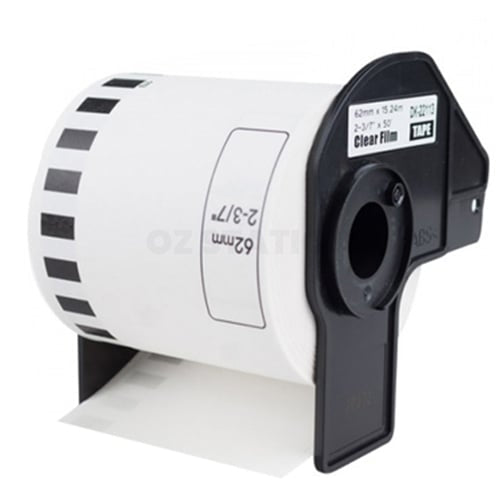 10 x Brother DK-22113 DK22113 Compatible Black Text on Clear Continuous Film Label Roll 62mm x 15.24m