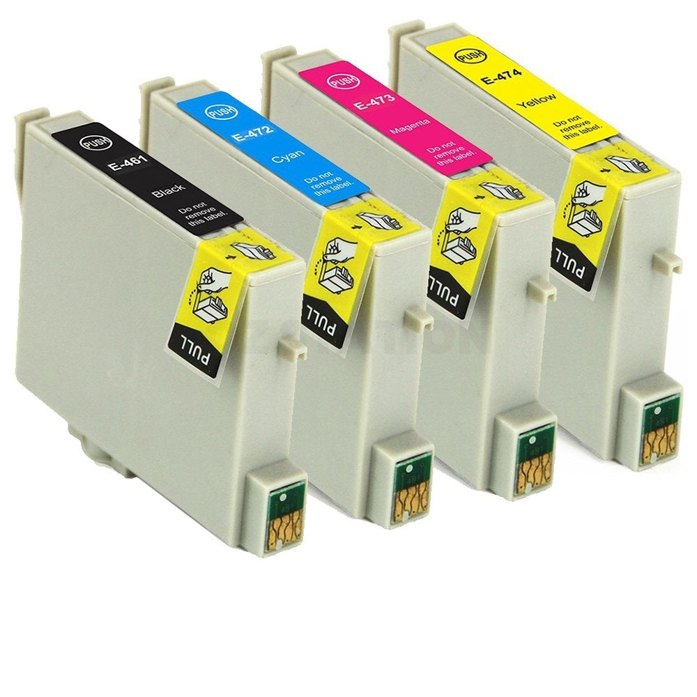 4 Pack Compatible Epson T0461,T0472-T0474 T0461,T0472T0474 Ink Cartridges [1BK,1C,1M,1Y]