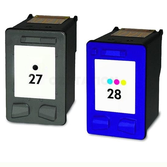 2 Pack HP 27 + 28 Compatible Inkjet Cartridges C8727AA + C8728AA [1BK,1CL]