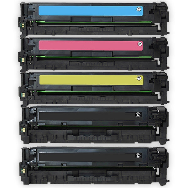 5 Pack HP CC530A-CC533A CC530ACC533A (304A) Compatible Toner Cartridges [2BK,1C,1M,1Y]