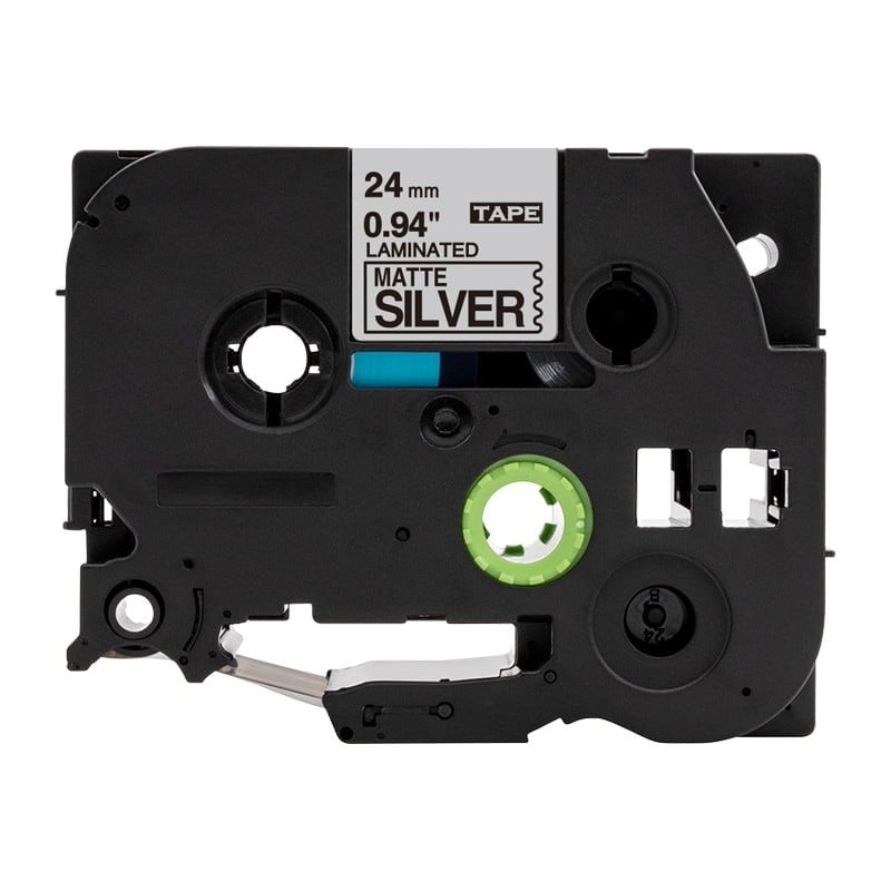 10 x Brother TZe-M951 TZeM951 Compatible 24mm Black Text on Matt Silver Laminated Tape - 8 metres