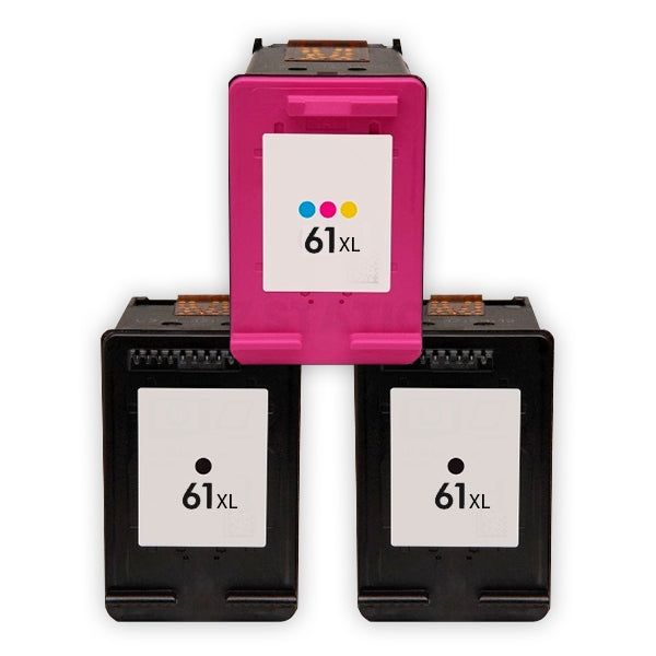3 Pack HP 61XL Compatible High Yield Inkjet Cartridges CH563WA + CH564WA [2BK,1CL]