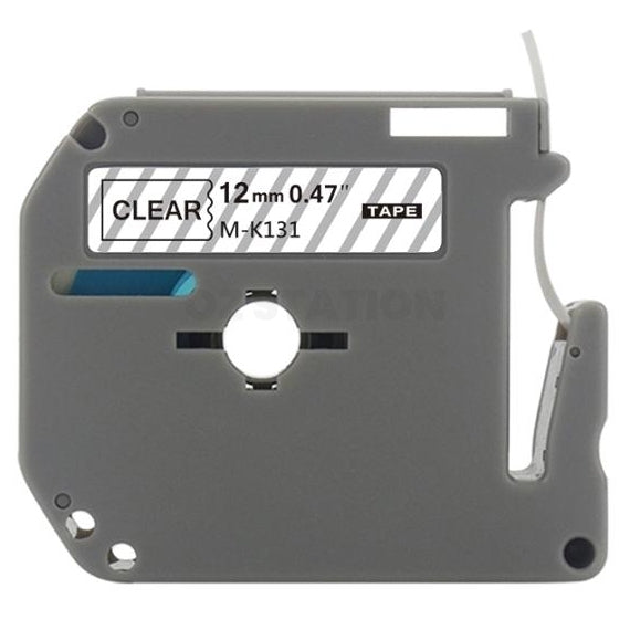 Brother M-K131 MK131 Compatible 12mm Black Text on Clear Tape - 8 meters