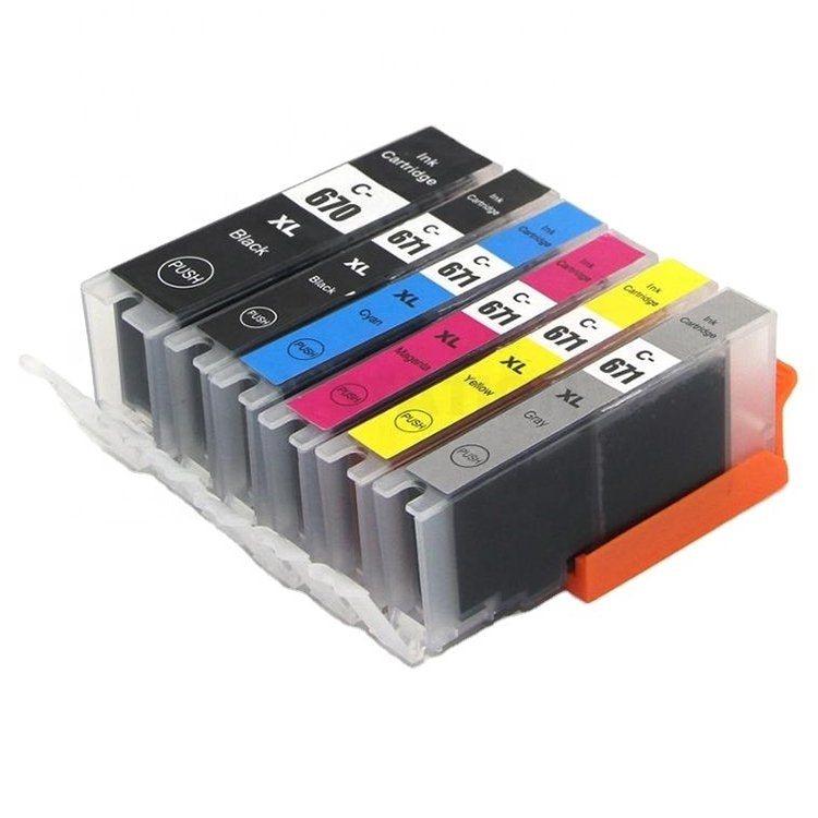 6 Pack Compatible Canon PGI-670XL, PGI670XL, CLI-671XL High Yield Inkjet Combo [1BK,1PBK,1C,1M,1Y,1GY]