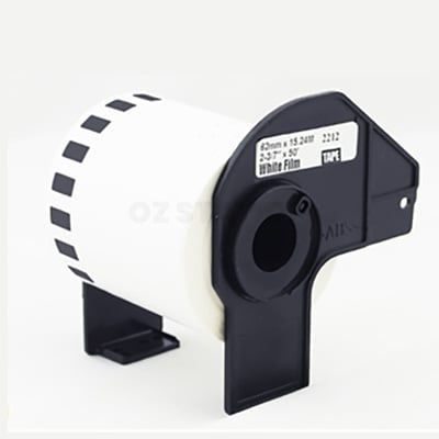 20 x Brother DK-22212 DK22212 Compatible Black Text on White Continuous Film Label Roll 62mm x 15.24m