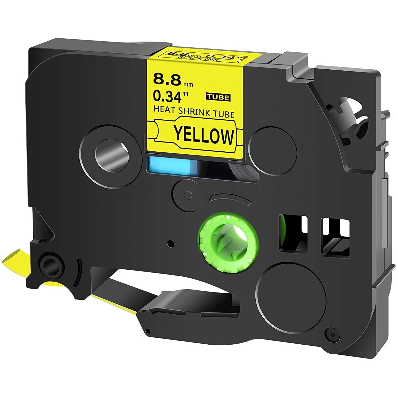 10 x Brother HSe-621 HSe621 Compatible 8.8mm Black Text on Yellow Heat Shrink Tube Tape - 1.5 meters