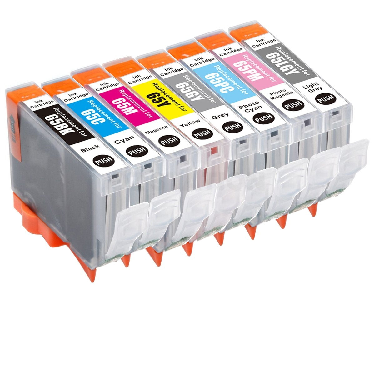 8 Pack Compatible Canon CLI-65 CLI65 Ink Combo [1BK,1C,1M,1Y,1GY,1PC,1PM,1LGY]