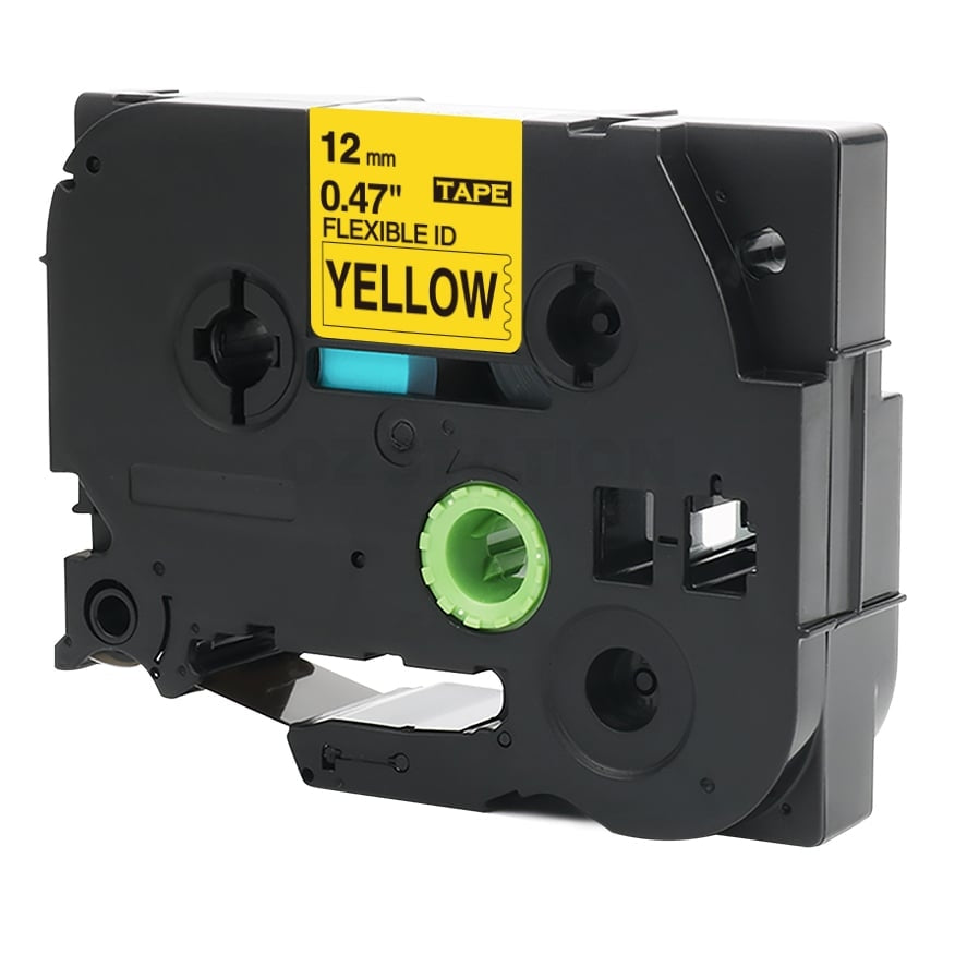 10 x Brother TZe-FX631 TZeFX631 Compatible 12mm Black Text on Yellow Flexible ID Laminated Tape - 8 metres