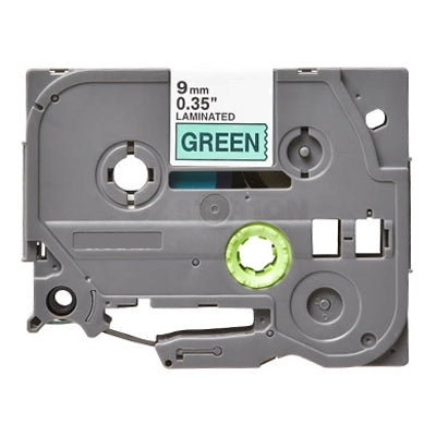 Brother TZe-721 TZe721 Compatible 9mm Black Text on Green Laminated Tape - 8 meters