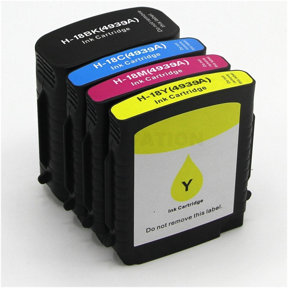 4 Pack HP 18 Compatible Inkjet Cartridges C4936A-C4939A C4936AC4939A [1BK,1C,1M,1Y]