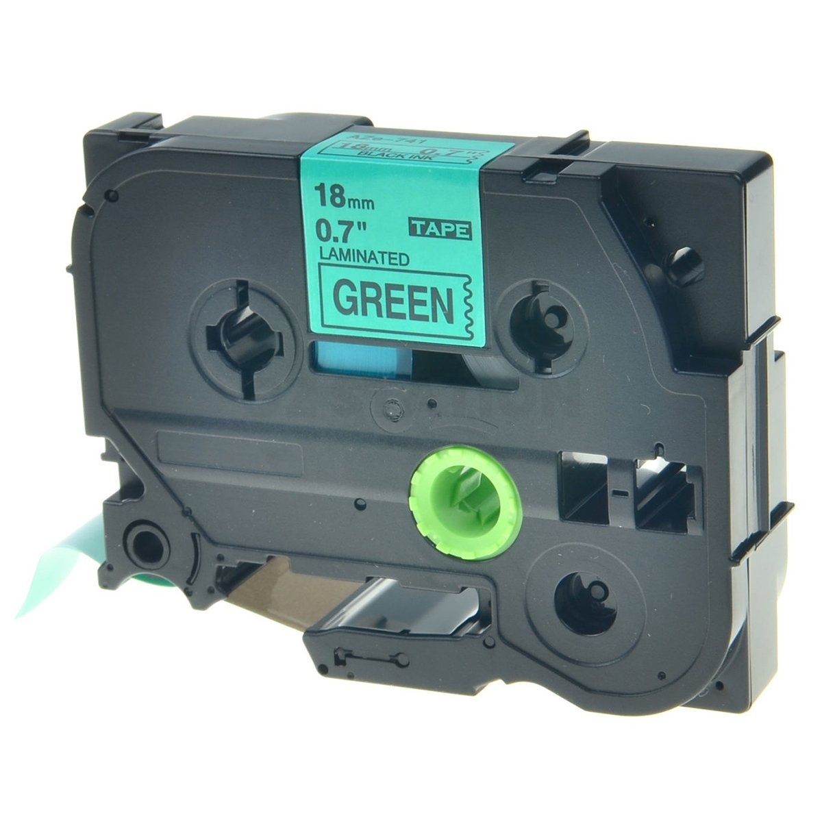 5 x Brother TZe-741 TZe741 Compatible 18mm Black Text on Green Laminated Tape - 8 meters