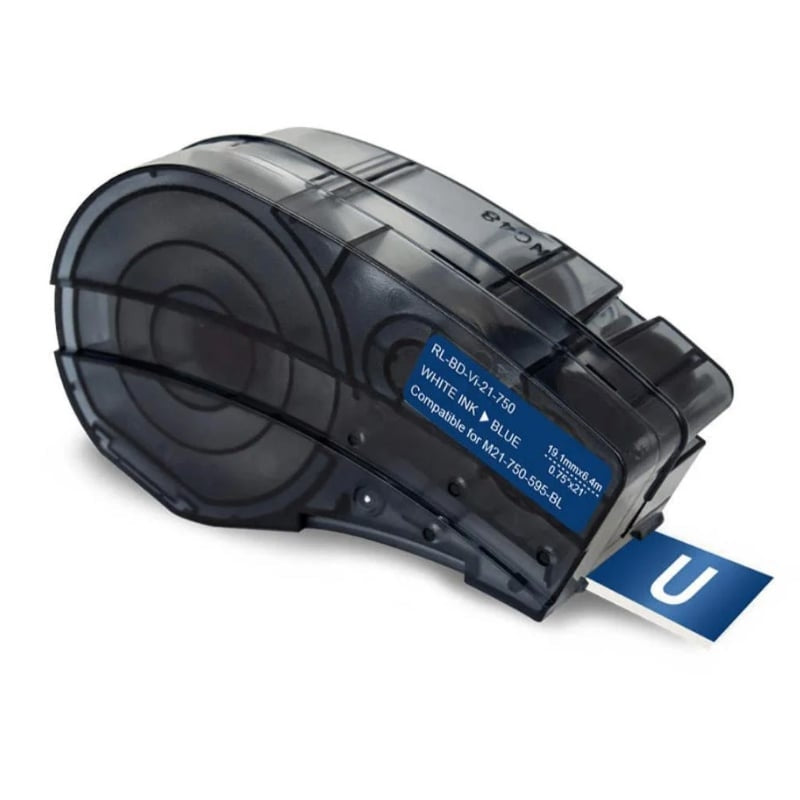 Compatible Brady M21-750-595-BL M21750595BL White on Blue Vinyl Label Tape 19.1mm x 6.4m for BMP21 printers