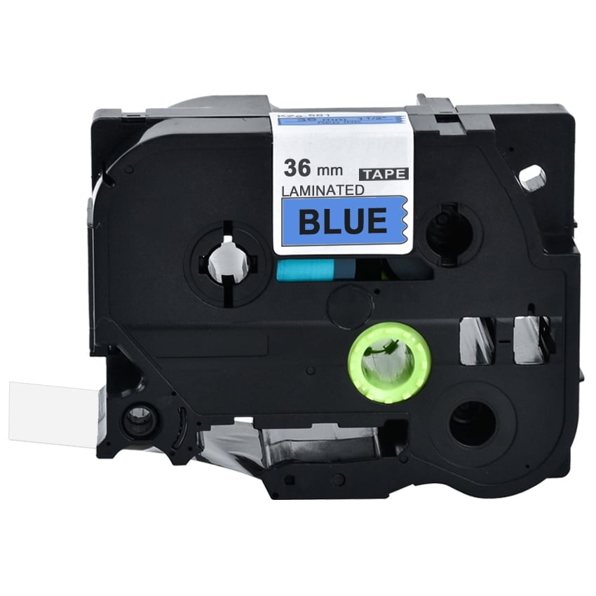 10 x Brother TZe-561 TZe561 Compatible 36mm Black Text on Blue Laminated Tape - 8 metres
