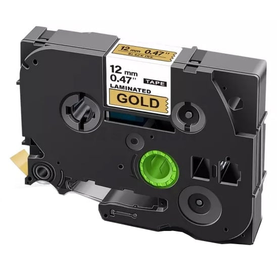 10 x Brother TZe-831 TZe831 Compatible 12mm Black Text on Gold Laminated Tape - 8 meters