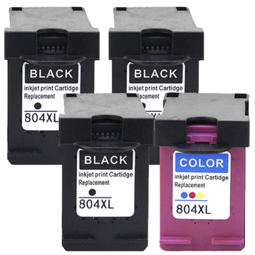 4 Pack HP 804XL Compatible High Yield Inkjet Cartridges T6N12AA + T6N11AA [3BK,1CL]