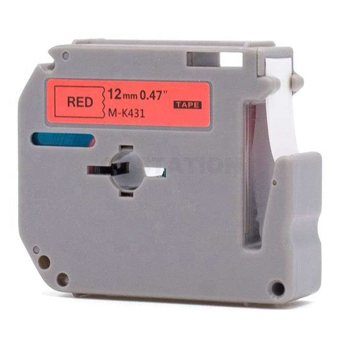 10 x Brother M-K431 MK431 Compatible 12mm Black Text on Red Tape - 8 meters