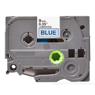Brother TZe-521 TZe521 Compatible 9mm Black Text on Blue Laminated Tape - 8 meters