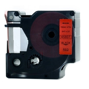 Dymo SD45807 / S0720870 Compatible 19mm Black Text on Red Label Cassette - 7 meters