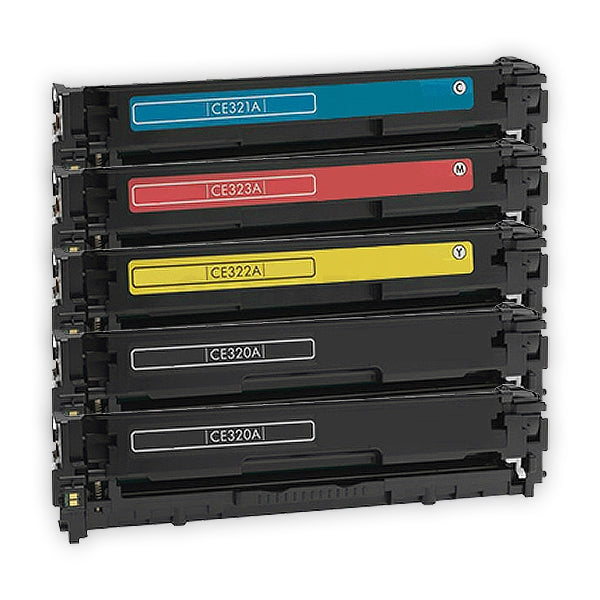 5 Pack HP CE320A-CE323A CE320ACE323A (128A) Compatible Toner Cartridges [2BK,1C,1M,1Y]