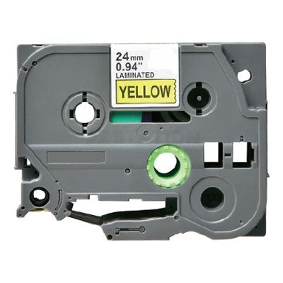 Brother TZe-651 TZe651 Compatible 24mm Black Text on Yellow Laminated Tape - 8 meters