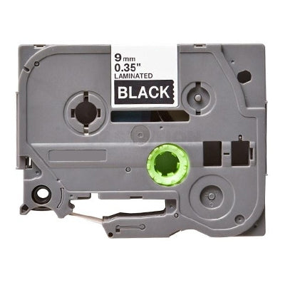 Brother TZe-325 TZe325 Compatible 9mm White Text on Black Laminated Tape - 8 meters