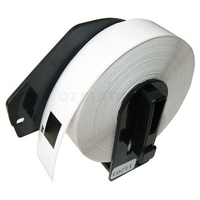 10 x Brother DK-11203 DK11203 Compatible Black Text on White Die-Cut Paper Label Roll 17mm x 87mm - 300 labels per roll