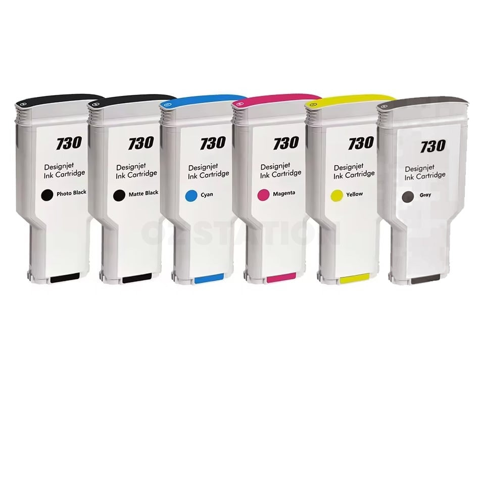 6 Pack HP 730 Compatible 300ML DesignJet Inkjet Cartridge P2V68A - P2V73A / 3ED49A - 3ED51A [1MBK,1PBK,1C,1M,1Y,1GY]