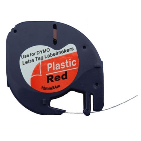 Dymo SD91203 / 91333 Compatible 12mm x 4m Black On Red LetraTag Plastic Tape