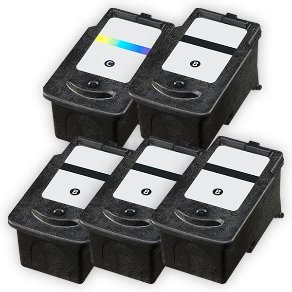 5-Pack Canon PG-640XL, PG640XL, CL-641XL Compatible High Yield Ink Cartridge [4Black + 1Colour]