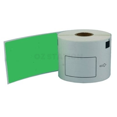 Brother DK-11202 DK11202 Compatible Black Text on Green Die-Cut Paper Label Roll 62mm x 100mm - 300 labels per roll