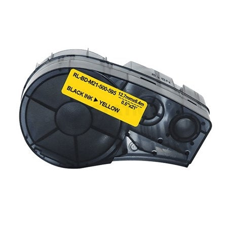 5 x Compatible Brady M21-500-595-YL M21500595YL Black on Yellow Vinyl Label Tape 12.7mm x 6.4m for BMP21 printers