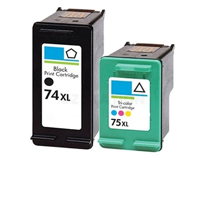 2 Pack HP 74XL + 75XL Compatible Inkjet Cartridges CB336WA + CB338WA [1BK,1CL]