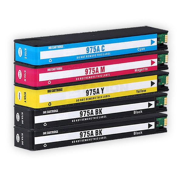 5 Pack HP 975A Compatible Inkjet Combo L0R88AA - L0R97AA [2BK,1C,1M,1Y]