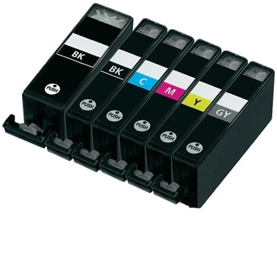 6-Pack Canon PGI-525, PGI525, CLI-526 Compatible Inkjet (with Chip) [1BK,1PBK,1C,1M,1Y,1GY]