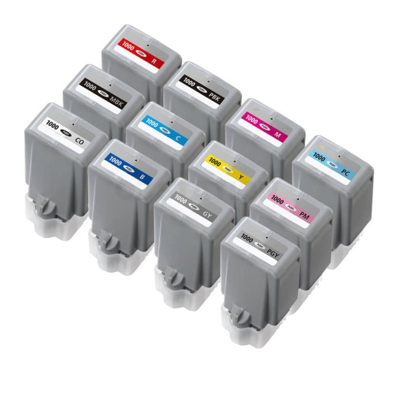 12 Pack Compatible Canon PFI-1000 PFI1000 Ink Cartridge Set [MBK+C+M+Y+GY+PBK+PC+PM+PGY+B+R+CO]